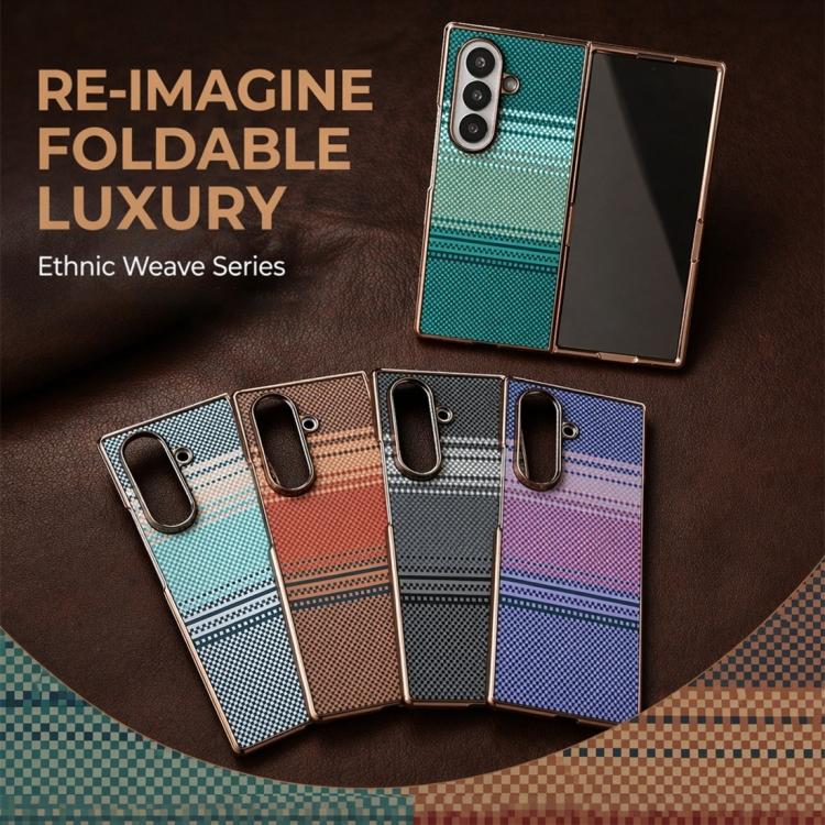 Rainbow Kevlar-Plaid Magnetic PC Integrated Film Phone Case, For Galaxy Z Fold8 Ultra 5G, For Galaxy Z Fold7 5G, For Galaxy Z Fold6 5G, For Galaxy Z Fold5, For Galaxy Z Fold4, For Galaxy Z Fold3 5G