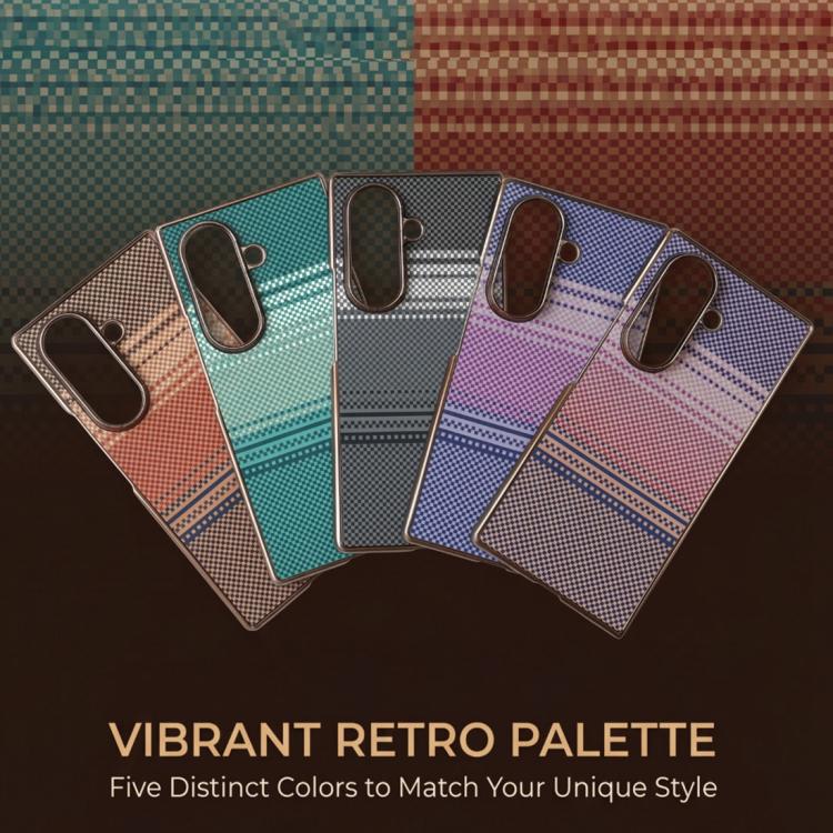 Rainbow Kevlar-Plaid Magnetic PC Integrated Film Phone Case, For Galaxy Z Fold8 Ultra 5G, For Galaxy Z Fold7 5G, For Galaxy Z Fold6 5G, For Galaxy Z Fold5, For Galaxy Z Fold4, For Galaxy Z Fold3 5G