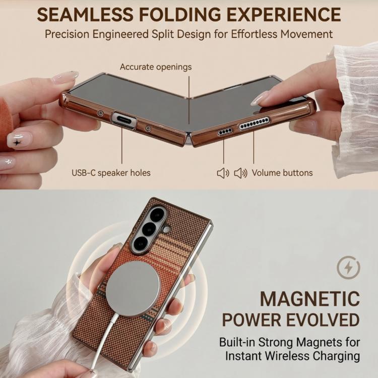 Rainbow Kevlar-Plaid Magnetic PC Integrated Film Phone Case, For Galaxy Z Fold8 Ultra 5G, For Galaxy Z Fold7 5G, For Galaxy Z Fold6 5G, For Galaxy Z Fold5, For Galaxy Z Fold4, For Galaxy Z Fold3 5G