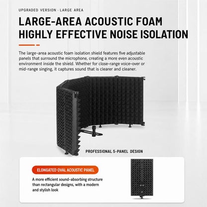 M3P Foldable Three-Panel Microphone Isolation Shield Windproof Screen with Phone Clip, M3P Isolation Shield+Phone Clip