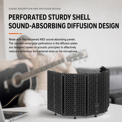 M3P Foldable Three-Panel Microphone Isolation Shield Windproof Screen with Phone Clip, M3P Isolation Shield+Phone Clip