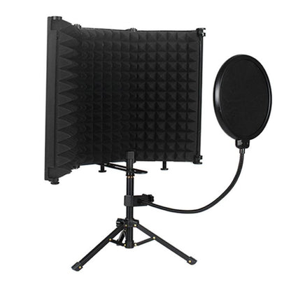 M3P Foldable Three-Panel Microphone Isolation Shield with Phone Clip, Tripod, Pop Filter Kit, M3P Isolation Shield+Phone Clip+Tripod+Pop Filter