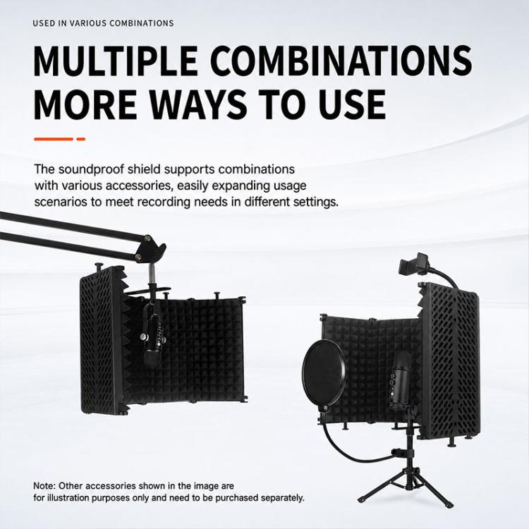 M5 Foldable Five-Panel Microphone Isolation Shield Windproof Screen, M5 Isolation Shield