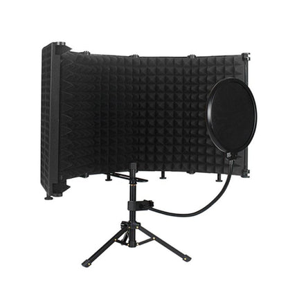 M5P Foldable Five-Panel Microphone Isolation Shield with Phone Clip, Tripod, Pop Filter Kit, M5P Isolation Shield+Phone Clip+Tripod+Pop Filter