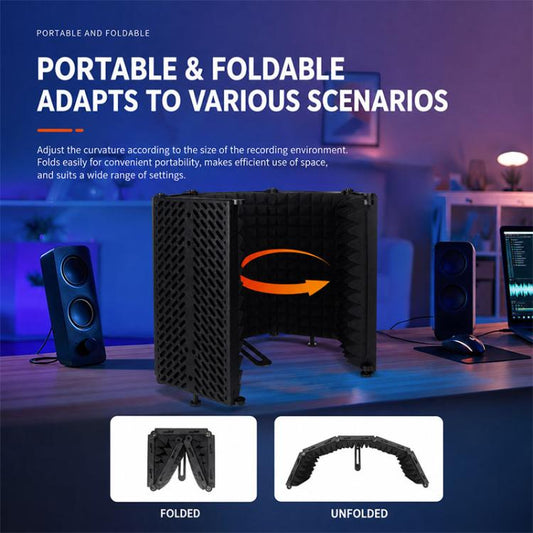 M3 Foldable Three-Panel Metal Casing Microphone Isolation Shield, M3 Metal Casing Isolation Shield