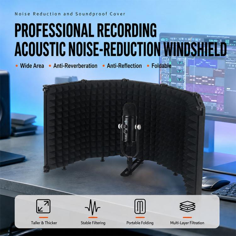 M3 Foldable Three-Panel Metal Casing Microphone Isolation Shield, M3 Metal Casing Isolation Shield