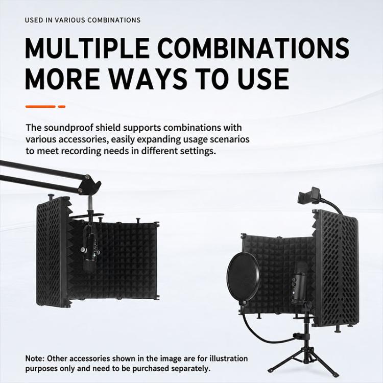 M3 Foldable Three-Panel Metal Casing Microphone Isolation Shield, M3 Metal Casing Isolation Shield