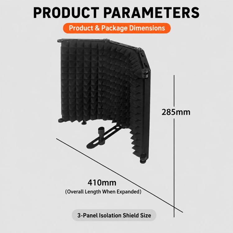 M3 Foldable Three-Panel Metal Casing Microphone Isolation Shield with Tripod and Pop Filter Kit, M3 Metal Casing Isolation Shield+Tripod+Pop Filter