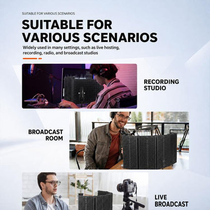 M3 Foldable Three-Panel Metal Casing Microphone Isolation Shield with Tripod and Pop Filter Kit, M3 Metal Casing Isolation Shield+Tripod+Pop Filter