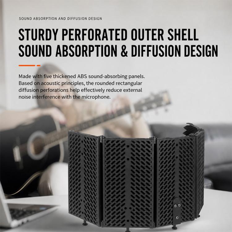 M3 Foldable Three-Panel Metal Casing Microphone Isolation Shield with Tripod and Pop Filter Kit, M3 Metal Casing Isolation Shield+Tripod+Pop Filter