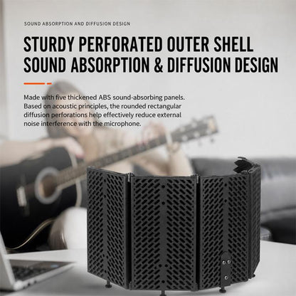 M5 Foldable Five-Panel Metal Casing Microphone Isolation Shield, M5 Metal Casing Isolation Shield