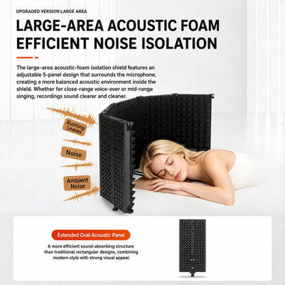 M5 Foldable Five-Panel Metal Casing Microphone Isolation Shield, M5 Metal Casing Isolation Shield
