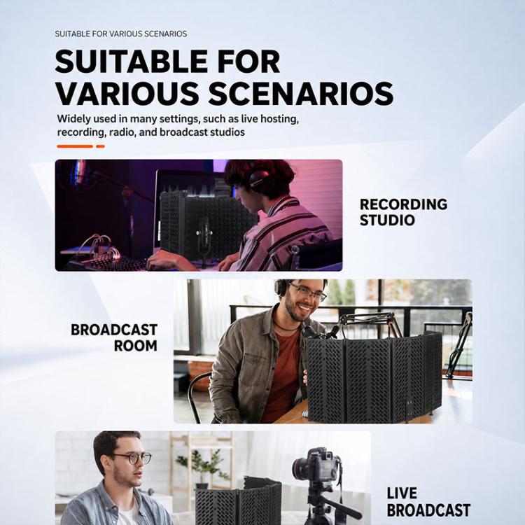 M5 Foldable Five-Panel Metal Casing Microphone Isolation Shield with Tripod and Pop Filter Kit, M5 Metal Casing Isolation Shield+Tripod+Pop Filter