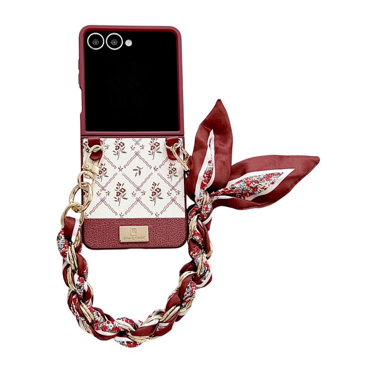 Nameplate Lucky Flower Phone Case with Bracelet, For Galaxy Z Flip8 5G