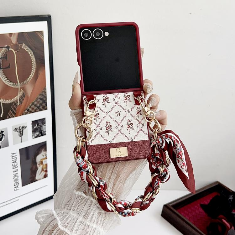 Nameplate Lucky Flower Phone Case with Bracelet, For Galaxy Z Flip8 5G