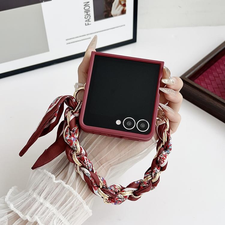 Nameplate Lucky Flower Phone Case with Bracelet, For Galaxy Z Flip8 5G