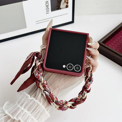 Nameplate Lucky Flower Phone Case with Bracelet, For Galaxy Z Flip8 5G