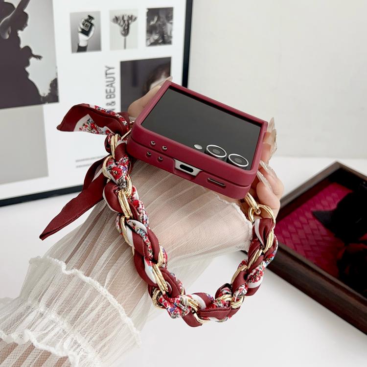 Nameplate Lucky Flower Phone Case with Bracelet, For Galaxy Z Flip8 5G
