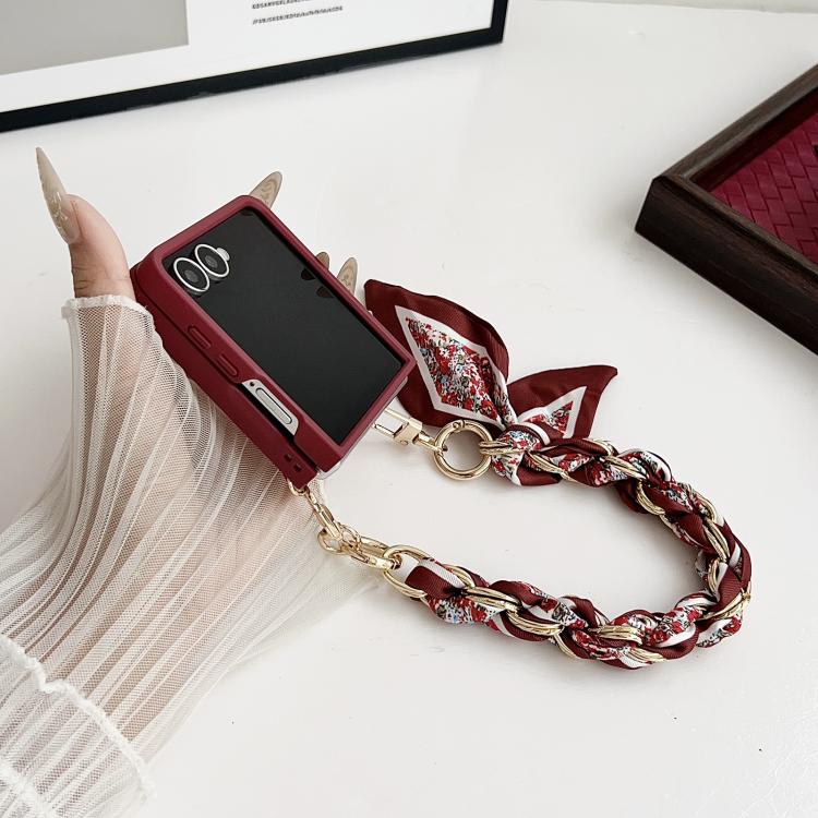 Nameplate Lucky Flower Phone Case with Bracelet, For Galaxy Z Flip8 5G