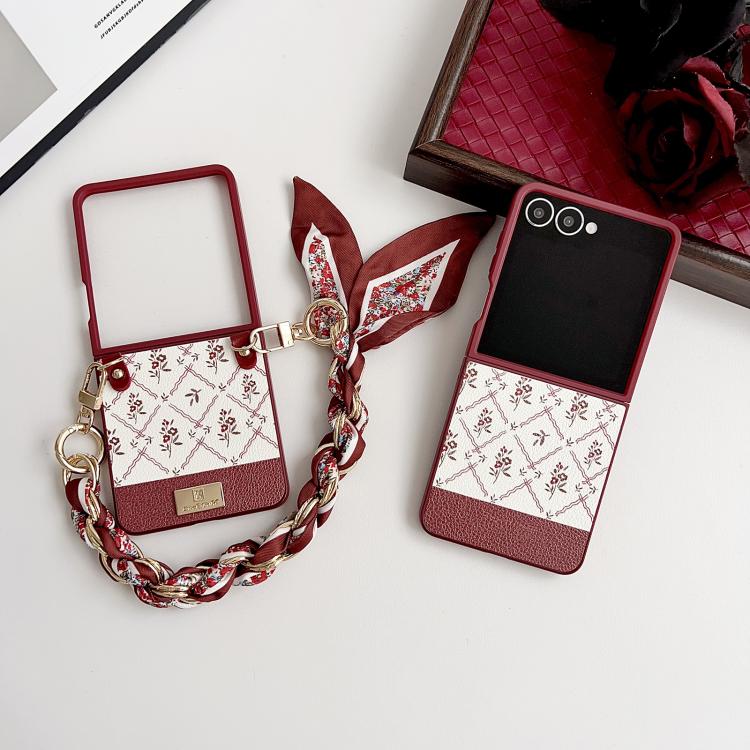 Nameplate Lucky Flower Phone Case with Bracelet, For Galaxy Z Flip8 5G
