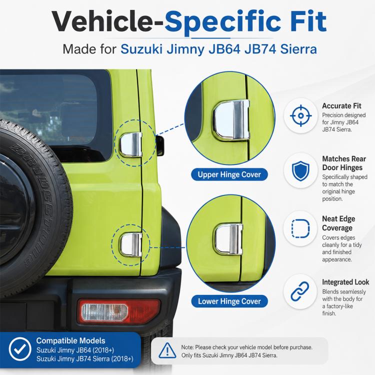Door Hinges Protective Cover for JIMNY JB64 / JB74, Hinges Protective Cover (Silver), Hinges Protective Cover (Carbon Fiber Texture)