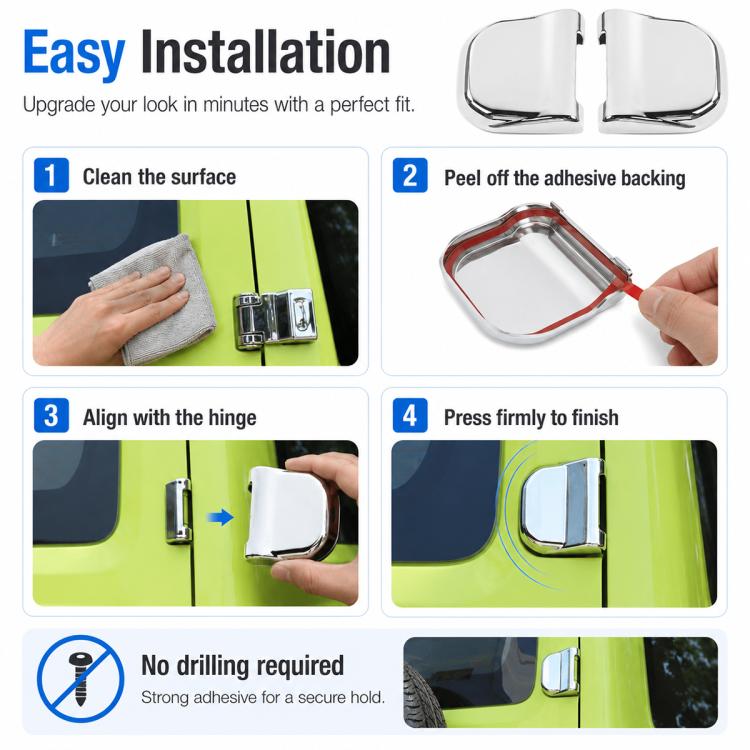 Door Hinges Protective Cover for JIMNY JB64 / JB74, Hinges Protective Cover (Silver), Hinges Protective Cover (Carbon Fiber Texture)