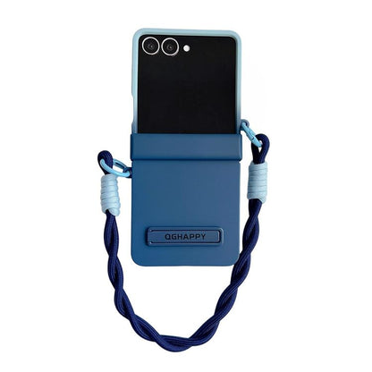 Gradient PC Skin Feel Side Clip Holder Phone Case with Wrist Strap, For Galaxy Z Flip8 5G