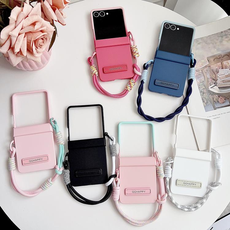 Gradient PC Skin Feel Side Clip Holder Phone Case with Wrist Strap, For Galaxy Z Flip8 5G