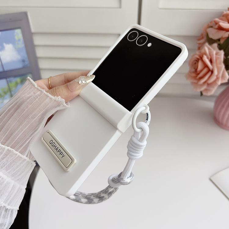 Gradient PC Skin Feel Side Clip Holder Phone Case with Wrist Strap, For Galaxy Z Flip8 5G
