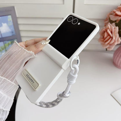 Gradient PC Skin Feel Side Clip Holder Phone Case with Wrist Strap, For Galaxy Z Flip8 5G
