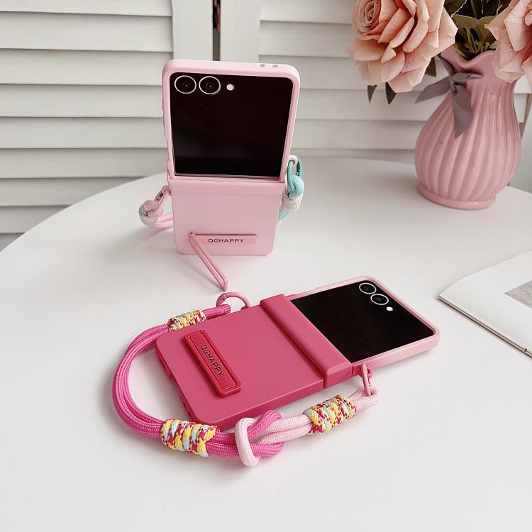 Gradient PC Skin Feel Side Clip Holder Phone Case with Wrist Strap, For Galaxy Z Flip8 5G