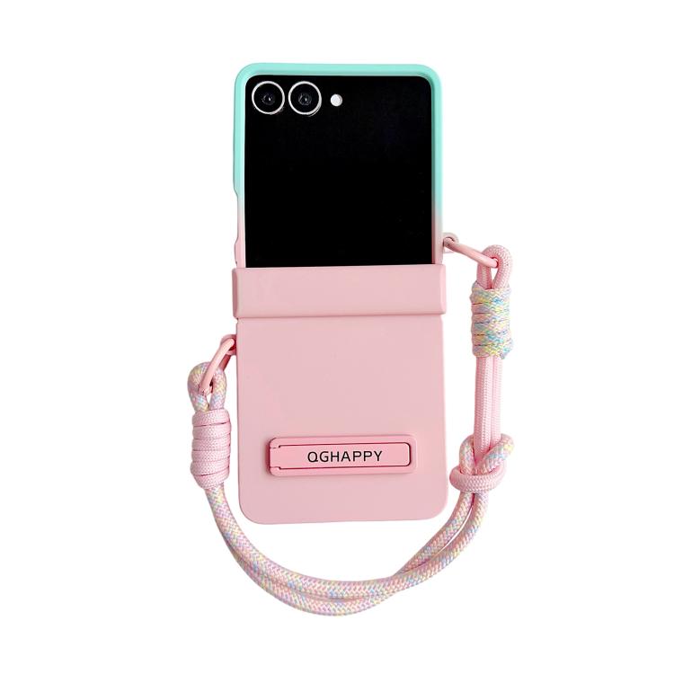 Gradient PC Skin Feel Side Clip Holder Phone Case with Wrist Strap, For Galaxy Z Flip8 5G