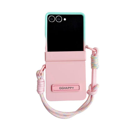 Gradient PC Skin Feel Side Clip Holder Phone Case with Wrist Strap, For Galaxy Z Flip8 5G