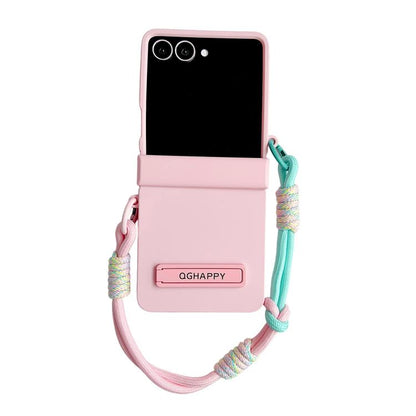 Gradient PC Skin Feel Side Clip Holder Phone Case with Wrist Strap, For Galaxy Z Flip8 5G