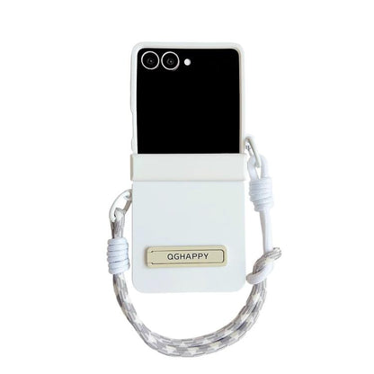 Gradient PC Skin Feel Side Clip Holder Phone Case with Wrist Strap, For Galaxy Z Flip8 5G