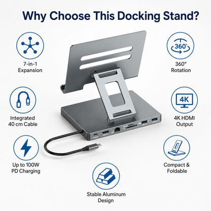 Blueendless ST706 7 in 1 4K 30Hz Multifunctional Docking Station Tablet Holder, ST706