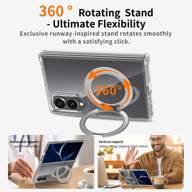 Scratch-proof Transparent Rotating Holder Magnetic Phone Case, For Galaxy Z Fold8 5G, For Galaxy Z Fold8 Ultra 5G, For Galaxy Z Flip8 5G