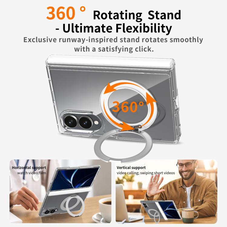Scratch-proof Transparent Rotating Holder Magnetic Phone Case with Hinge Cover, For Galaxy Z Fold8 5G, For Galaxy Z Fold8 Ultra 5G, For Galaxy Z Flip8 5G