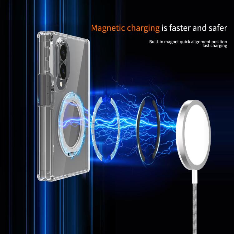 Scratch-proof Transparent Rotating Holder Magnetic Phone Case with Hinge Cover, For Galaxy Z Fold8 5G, For Galaxy Z Fold8 Ultra 5G, For Galaxy Z Flip8 5G