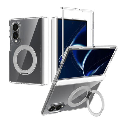 Scratch-proof Transparent Rotating Holder Magnetic Phone Case with Hinge Cover, For Galaxy Z Fold8 5G, For Galaxy Z Fold8 Ultra 5G, For Galaxy Z Flip8 5G