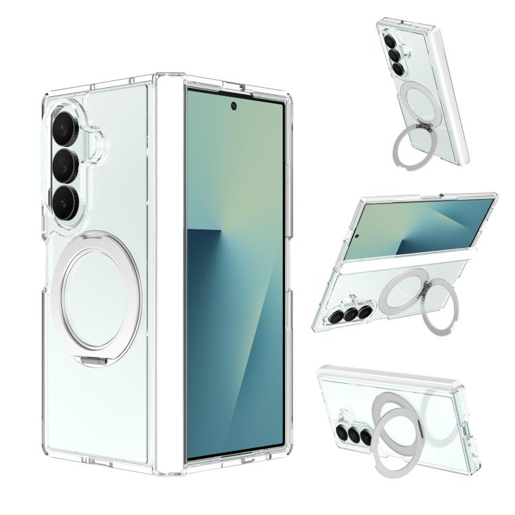 Scratch-proof Transparent Rotating Holder Magnetic Phone Case with Hinge Cover, For Galaxy Z Fold8 5G, For Galaxy Z Fold8 Ultra 5G, For Galaxy Z Flip8 5G