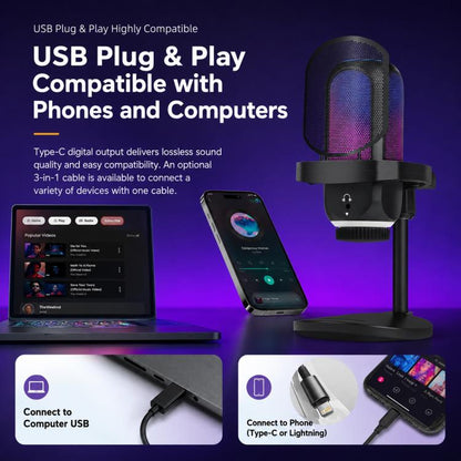 APK001 AI Noise Reduction USB Condenser Desktop Microphone