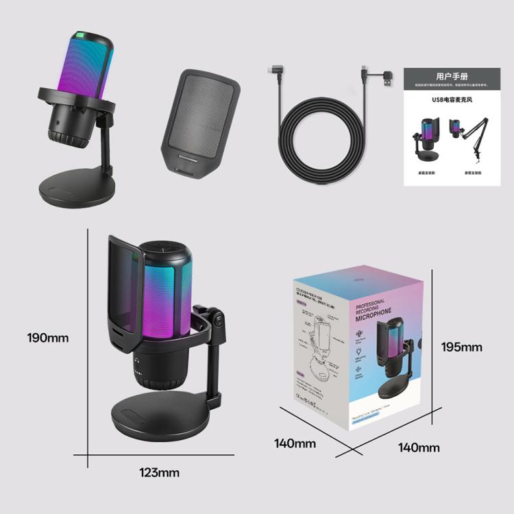 APK005 AI Smart Noise Reduction Condenser Desktop Microphone