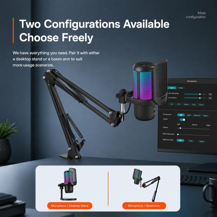 APK005 AI Smart Noise Reduction Condenser Desktop Microphone
