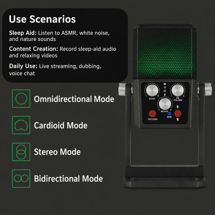 BM-959PL Multi-directional Switching ASMR Recording Condenser Microphone
