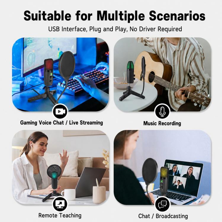 X502 High Sampling USB Condenser Microphone Tripod Set
