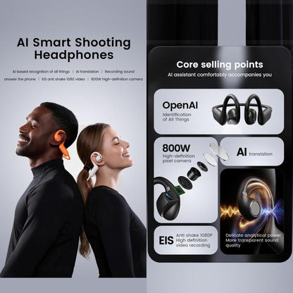 E12 Smart AI Headphones with 8MP HD Camera, Video Recording, Al Smart Voice Assistant