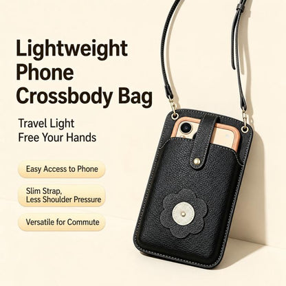 Flower Buckle Leather Crossbody Phone Bag For Phones 6.9 inch and Under