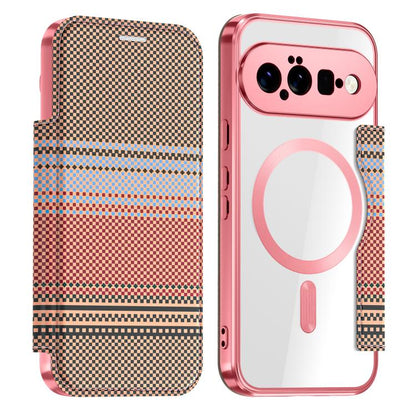 Color-plaid Shield Magnetic RFID Vegan Leather Phone Case, For Google Pixel 11 Pro XL, For Google Pixel 11, For Google Pixel 11 Pro