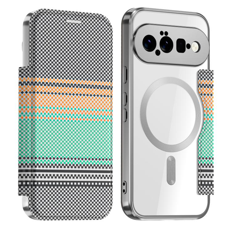 Color-plaid Shield Magnetic RFID Vegan Leather Phone Case, For Google Pixel 11 Pro XL, For Google Pixel 11, For Google Pixel 11 Pro